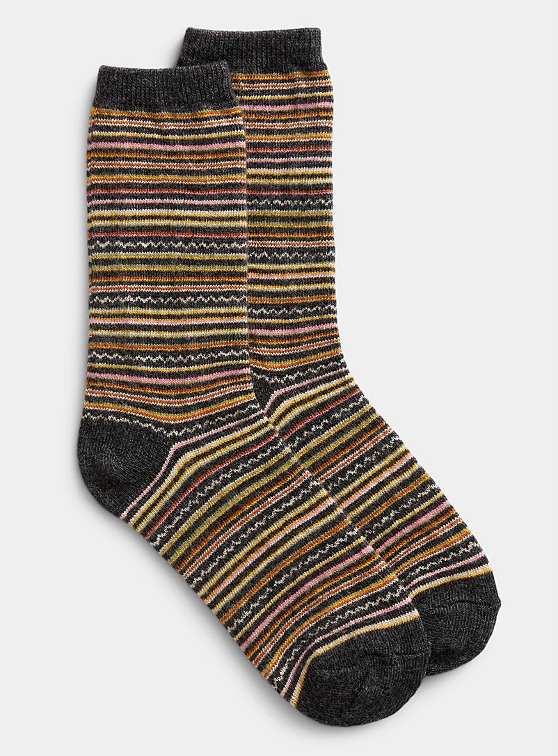 Simons Charcoal Zigzag stripe socks for women