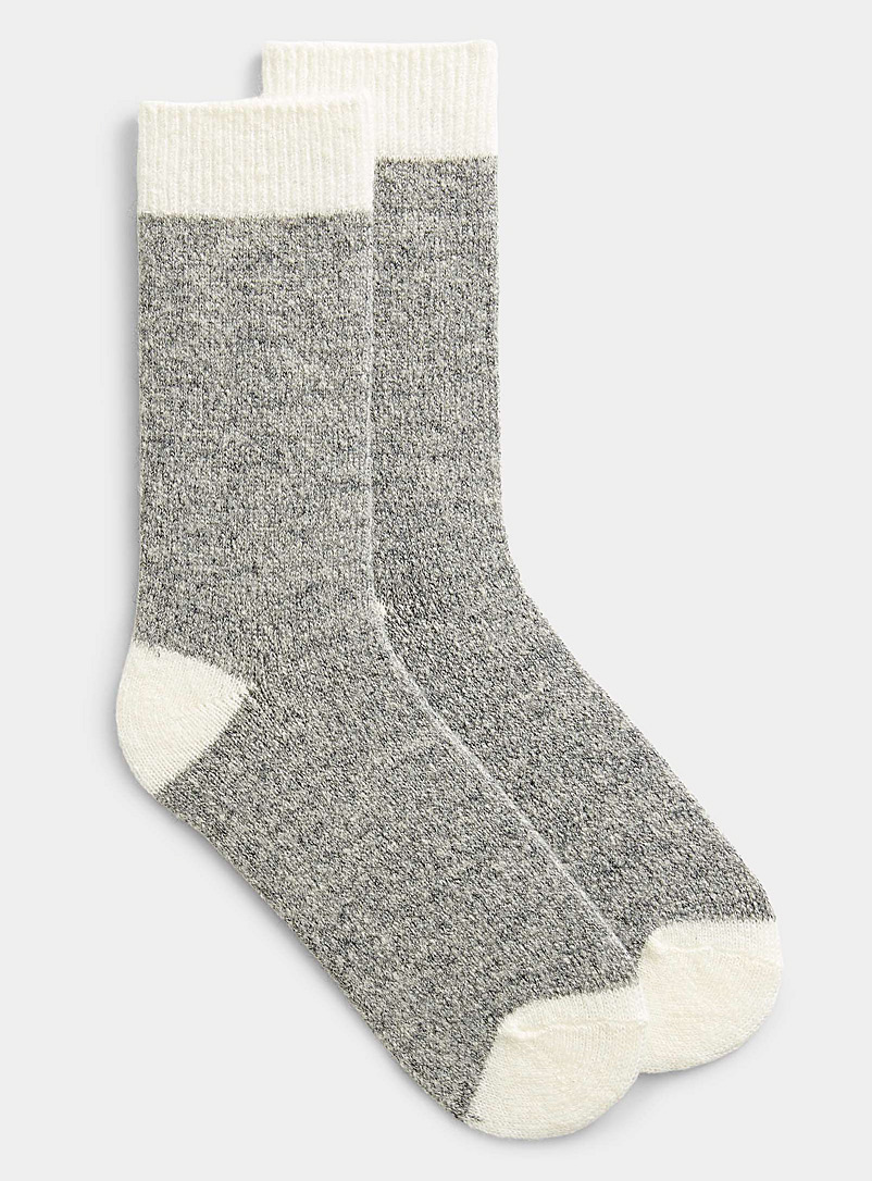 Simons Grey Contrast trim bouclé sock for women