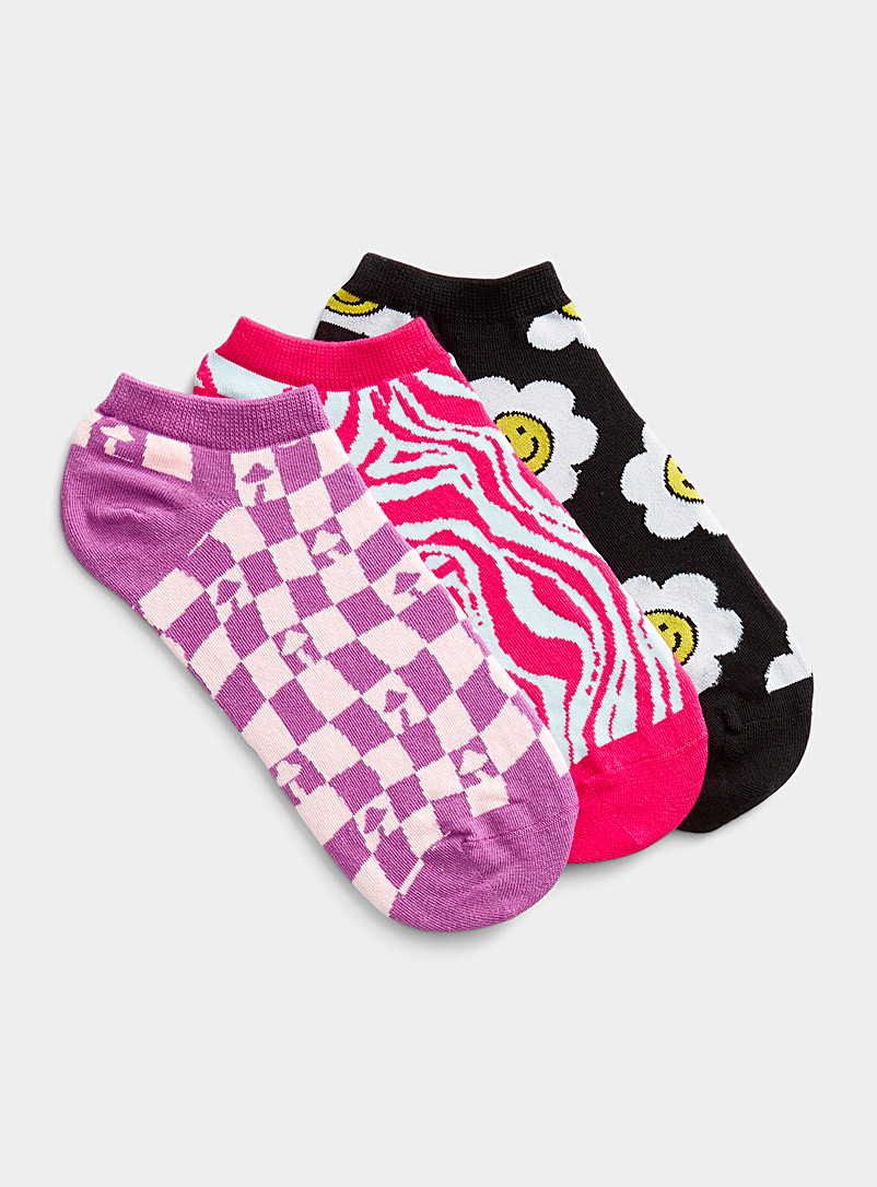Simons Assorted Retro pattern ped socks Set of 3 for women