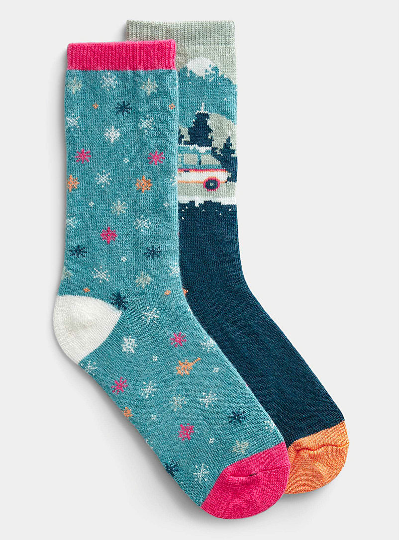Simons Blue Winter mountain trip socks Set of 2 for women
