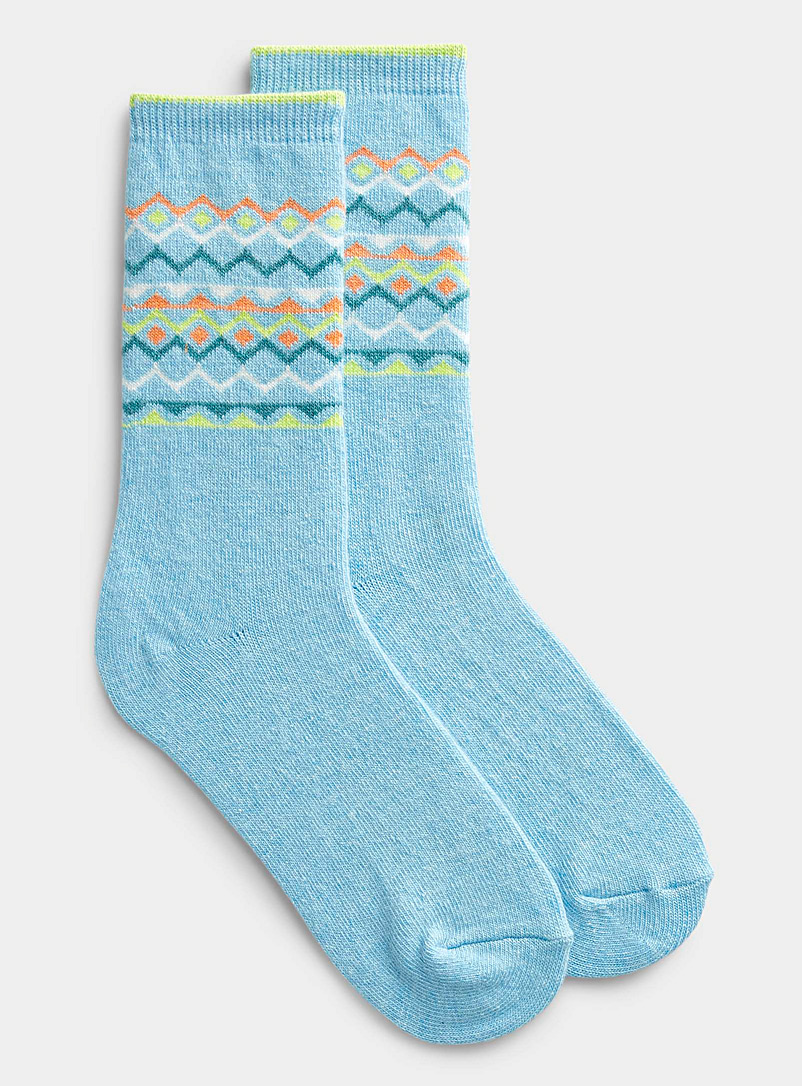 Simons Baby Blue Fair Isle pattern winter sock for women