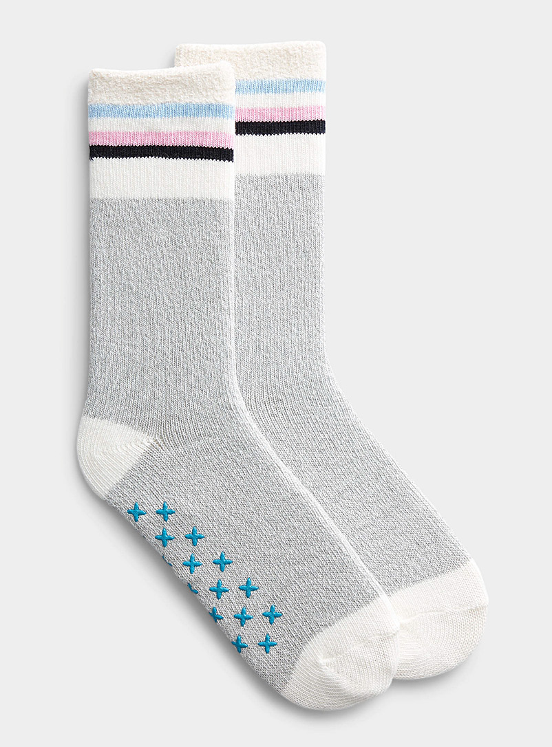 Simons Light Grey Colourful stripe work socks for women