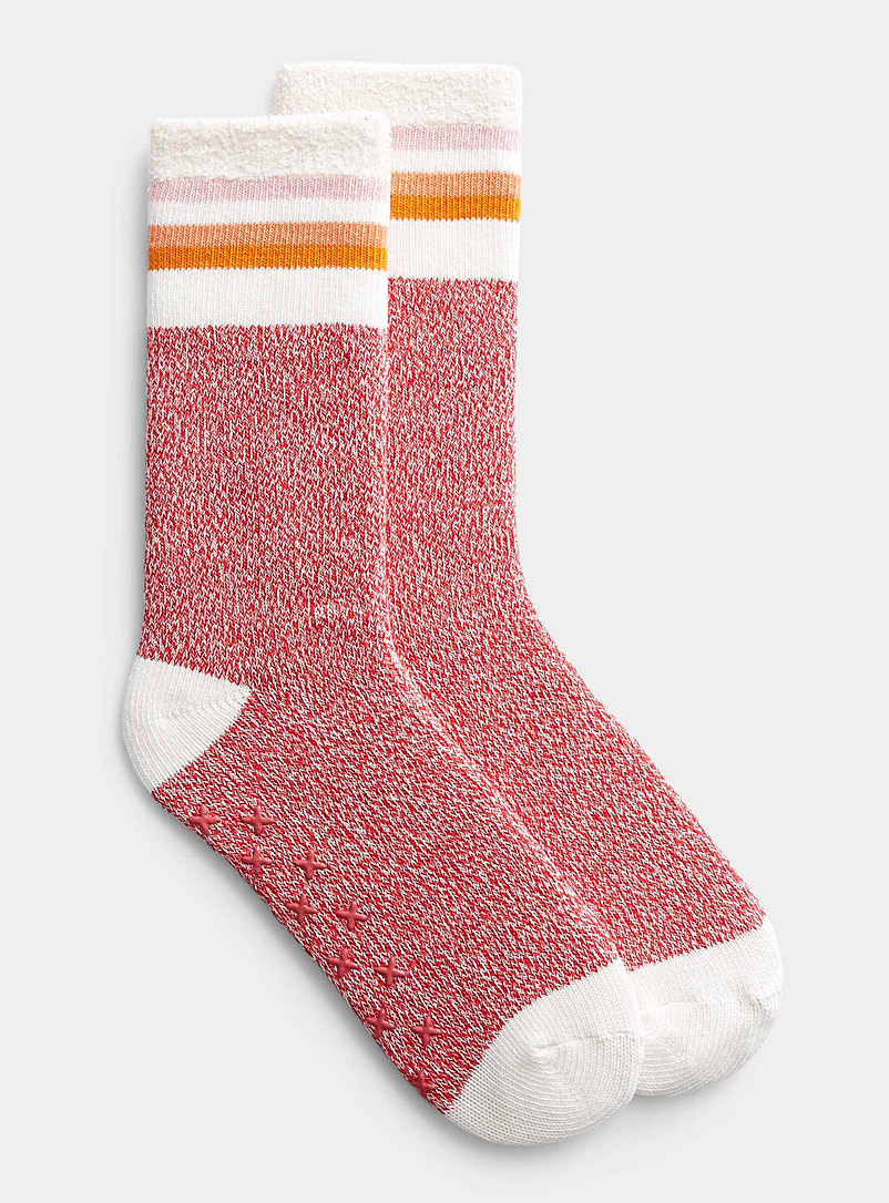 Simons Red Colourful stripe work socks for women