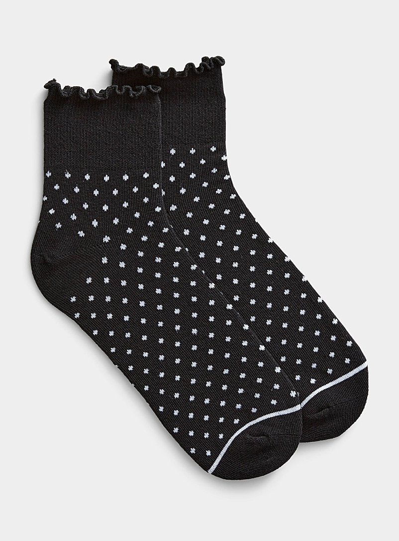 Simons Oxford Patterned ruffle ankle sock for women