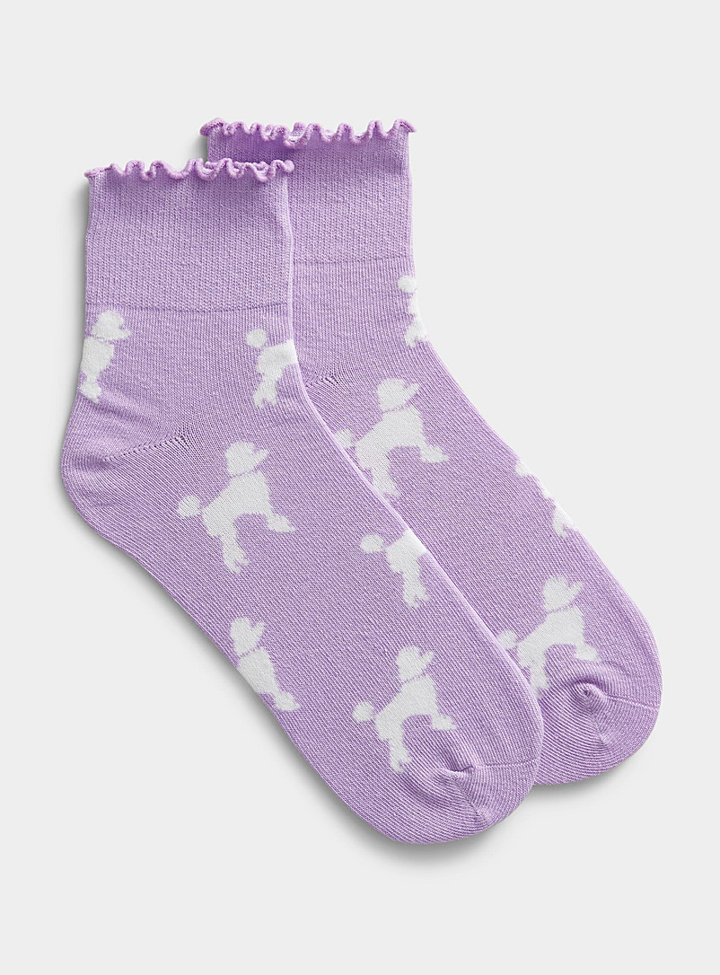 Simons Lilacs Patterned ruffle ankle sock for women