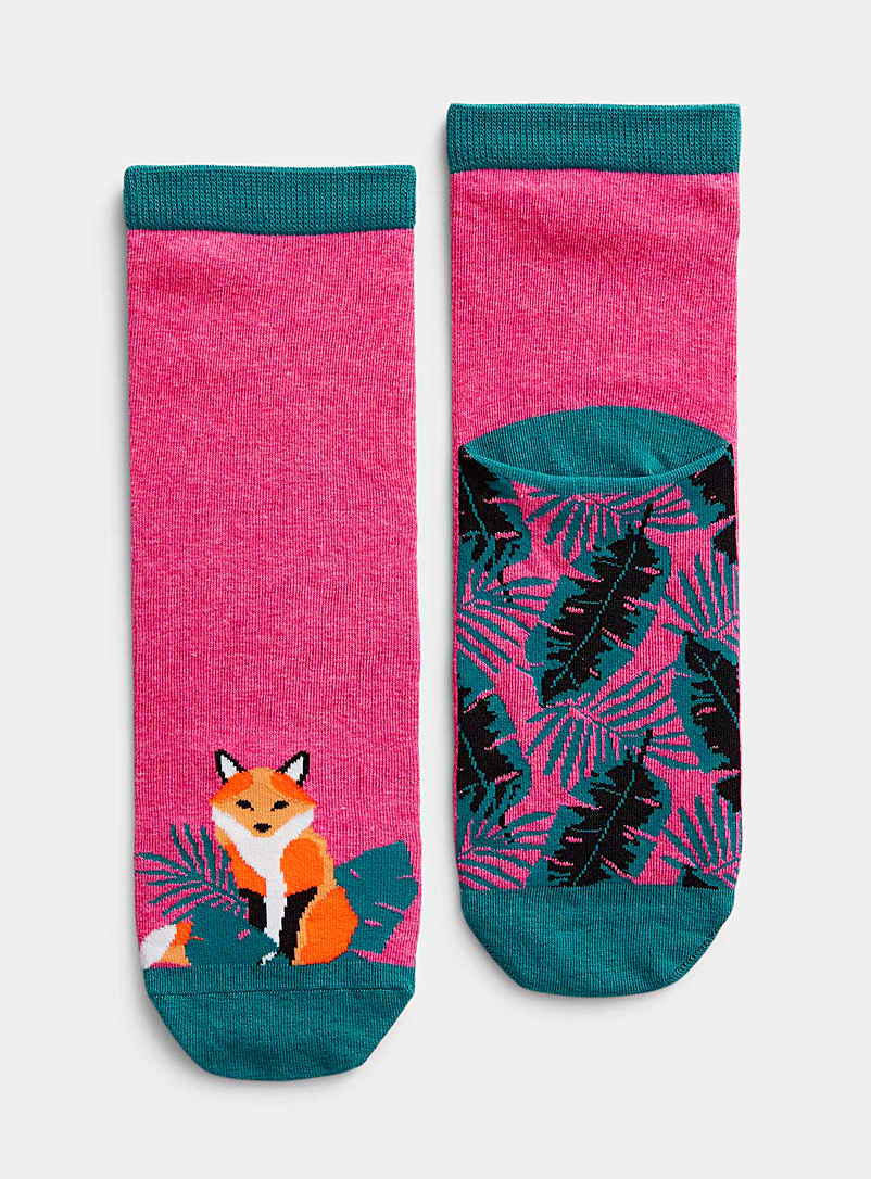 Simons Pink Animal ankle sock for women