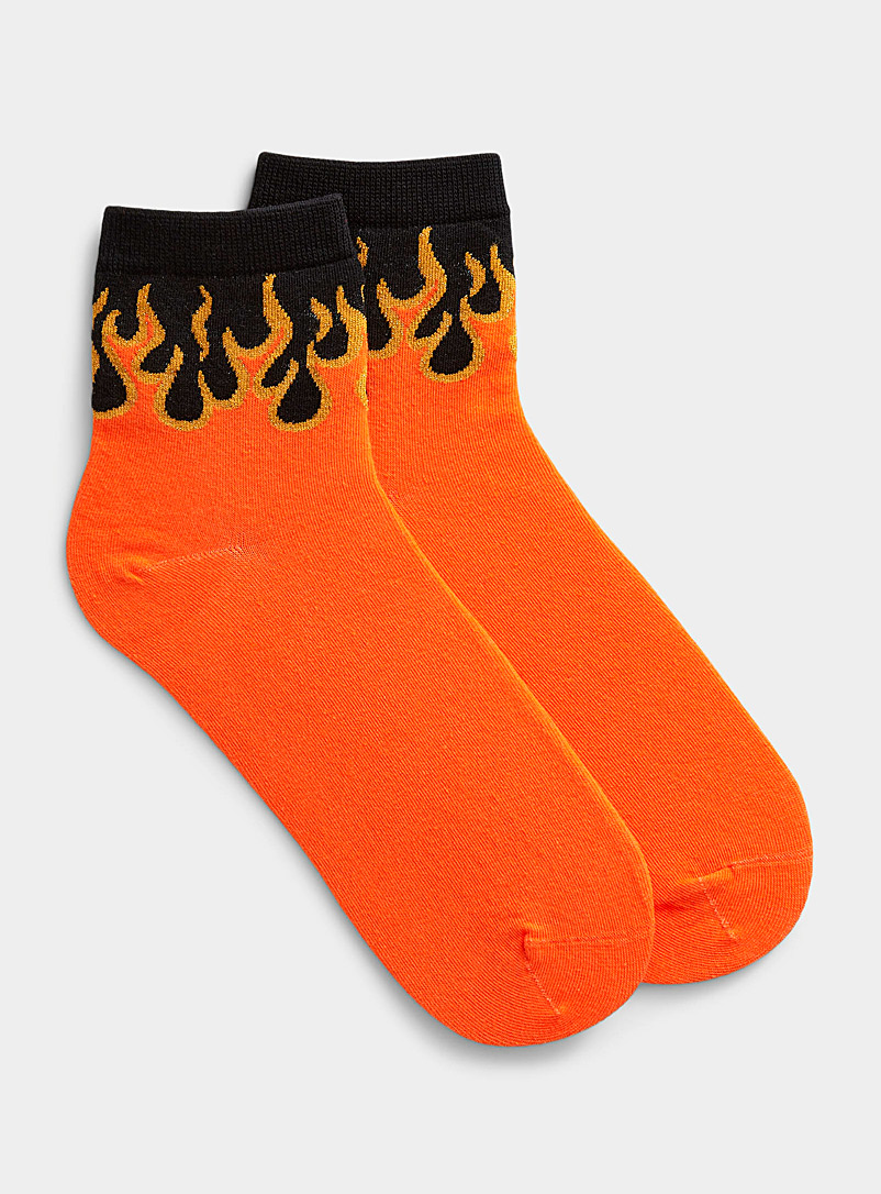 Simons Black Shimmery flame socks for women