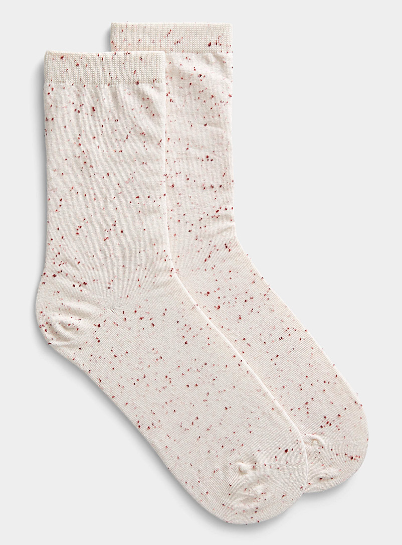Simons Ivory White Organic cotton confetti socks for women
