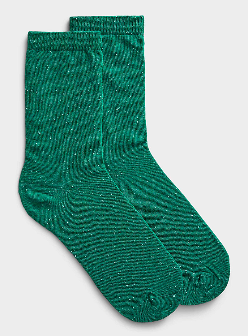 Simons: La chaussette confettis coton bio Vert foncé-mousse-olive pour femme