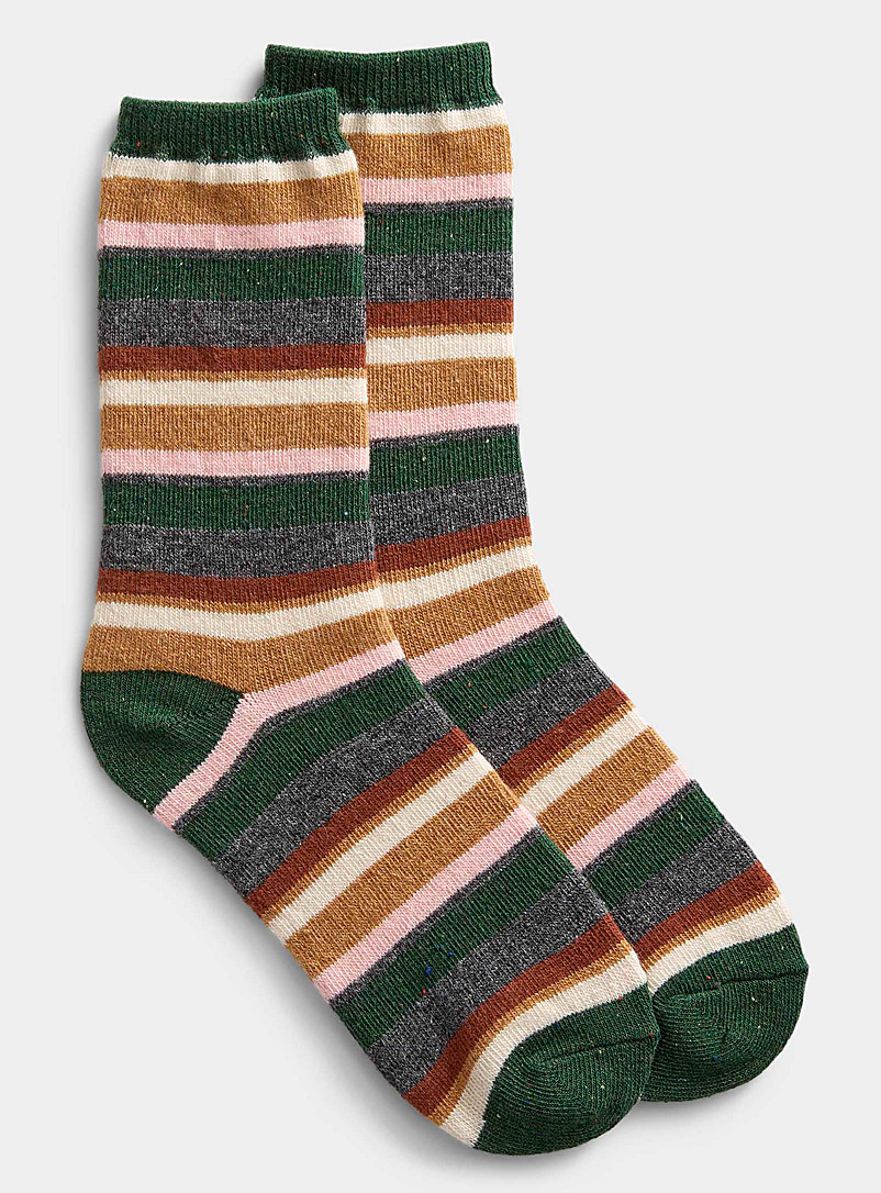 Simons Light Grey Multicolour striped sock for women