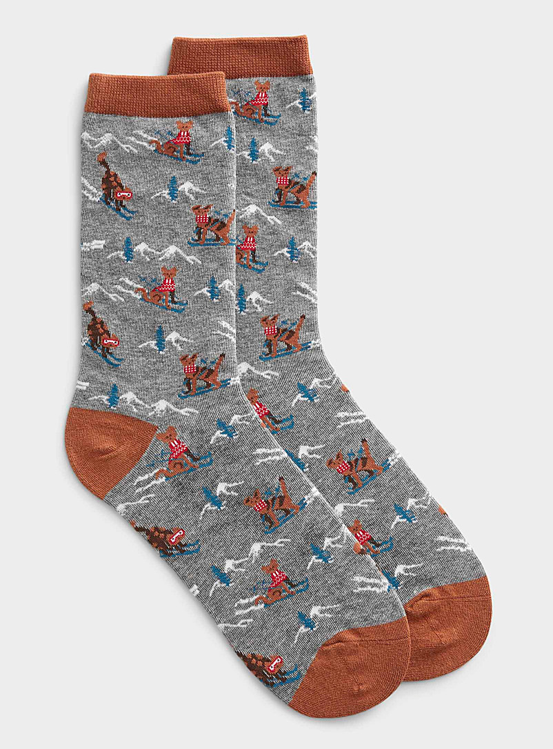 Simons Grey Alpine animal sock for women