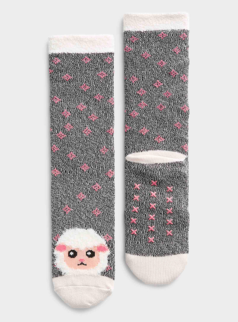 Simons Black Plush animal cozy sock for women