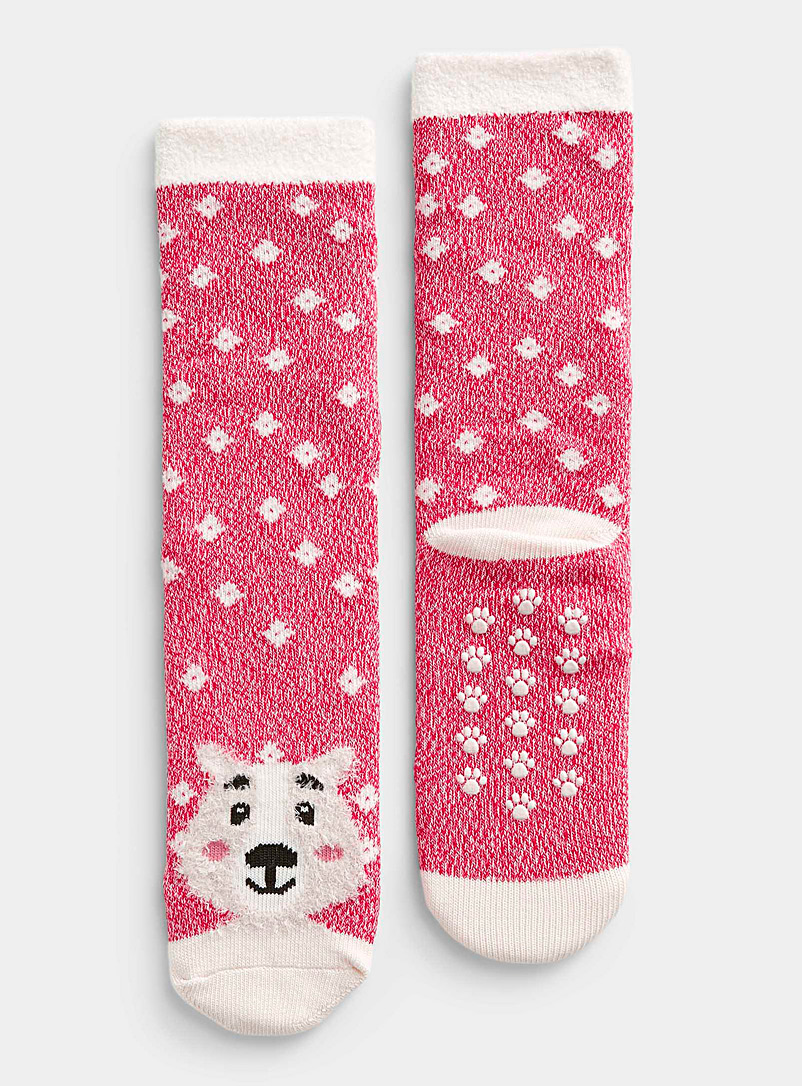 Simons Red Plush animal cozy sock for women