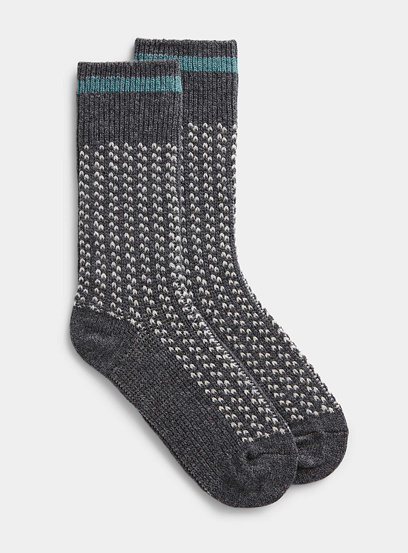 Simons Charcoal Two-tone merino wool sock for women