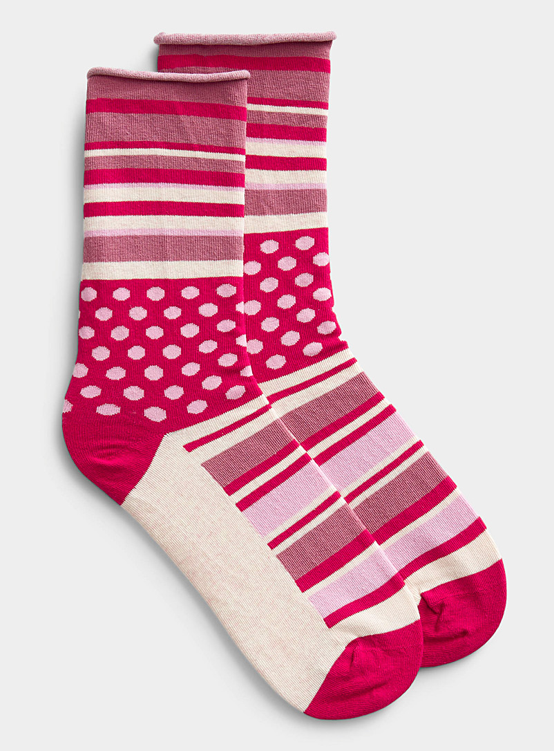 Simons Assorted Colourful dot and stripe sock for women