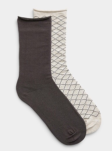 Les chaussettes unie/carreaux Emballage de 2