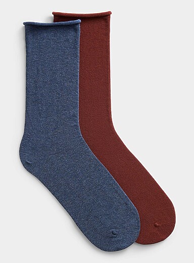 Les chaussettes unie/carreaux Emballage de 2