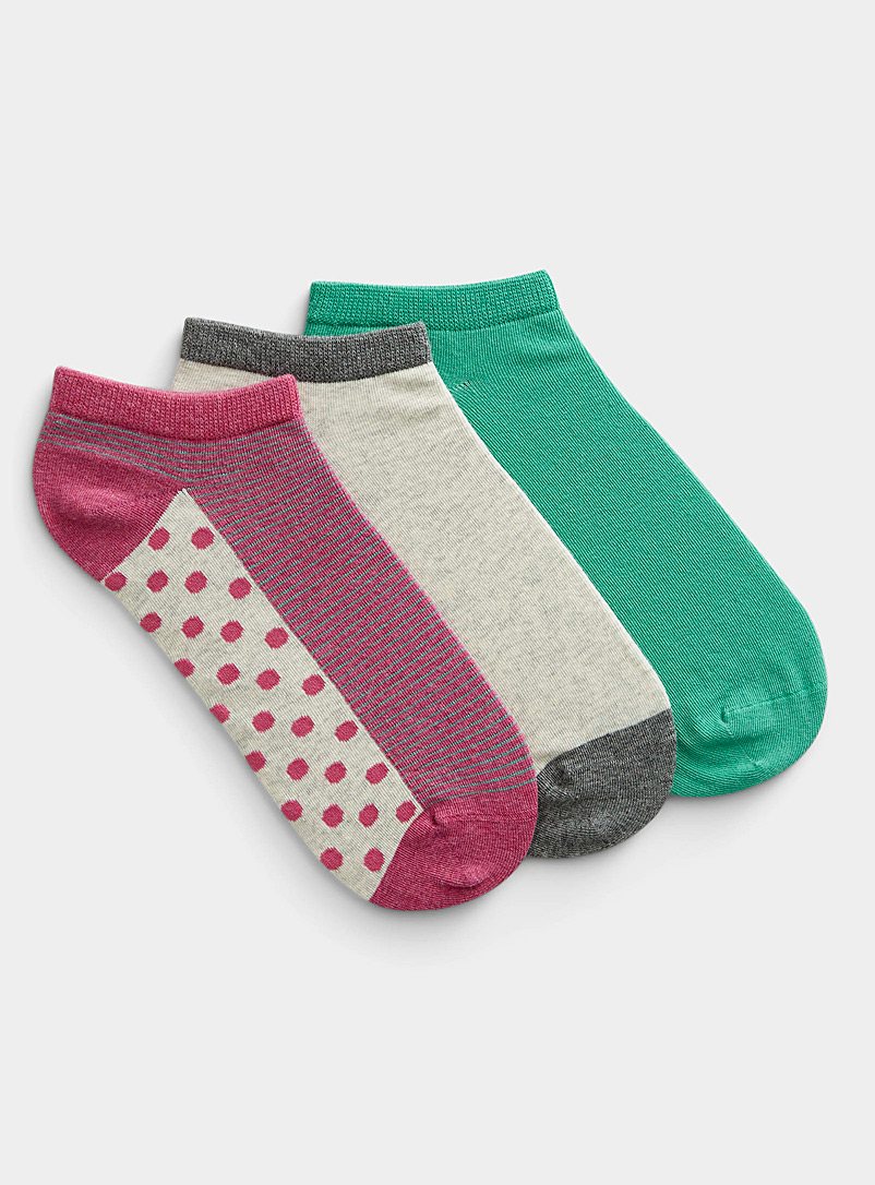 Simons Assorted Colourful foot liners Set of 3 for women
