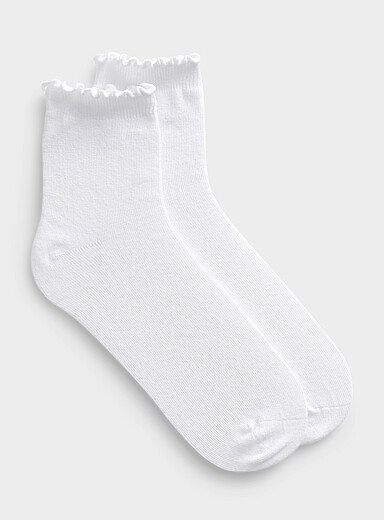 La chaussette cheville unie bord ondul&eacute;