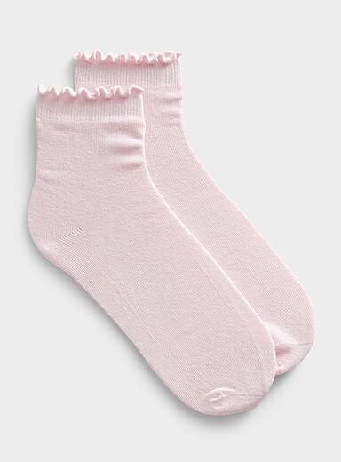 La chaussette cheville unie bord ondul&eacute;