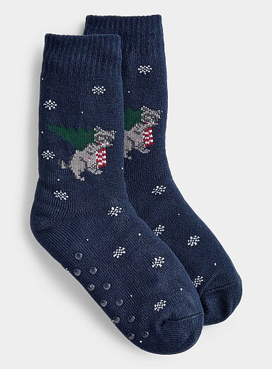 Miiyu Raccoon Winter pattern slipper socks In support of Food Banks Canada for women