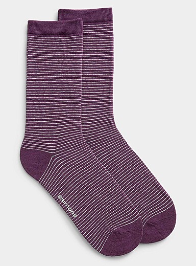 Simons: La chaussette fines rayures Charbon pour femme
