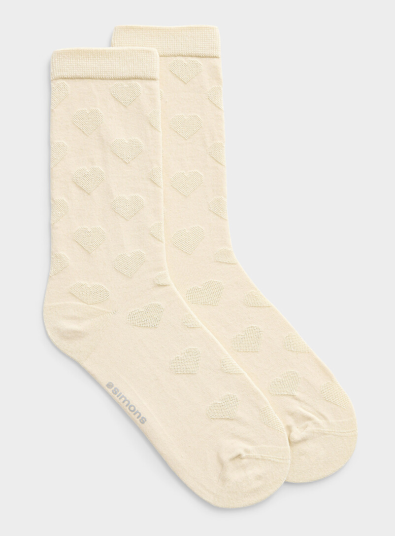 Simons: La chaussette c&oelig;urs en relief Bourgogne pour femme