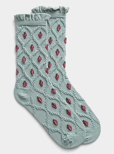 La chaussette losanges textur&eacute;s et fraises