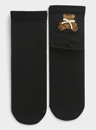 La chaussette cheville ourson duveteux et boucle