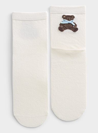 La chaussette cheville ourson duveteux et boucle