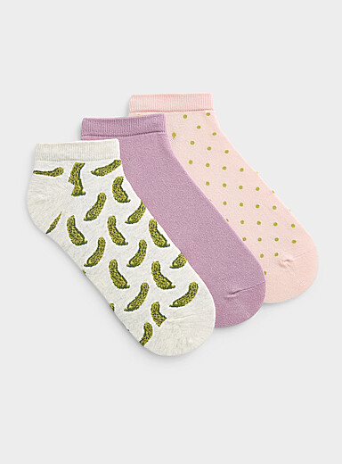 Simons Baby Blue Solid/dotted/pickle ped socks 3-pack for women