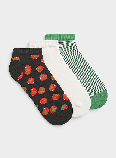 Solid/patterned ped socks 3-pack