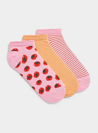 Solid/patterned ped socks 3-pack