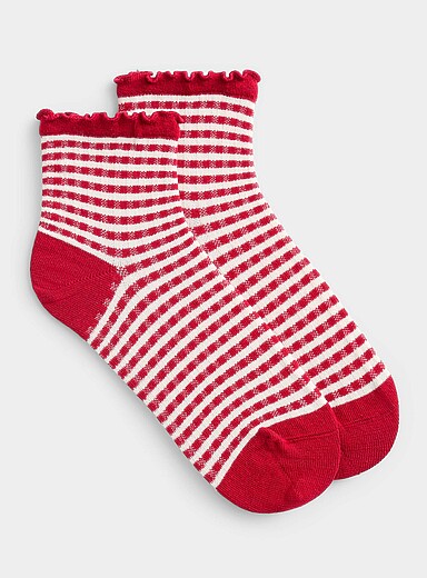 La chaussette cheville vichy bord ondul&eacute;