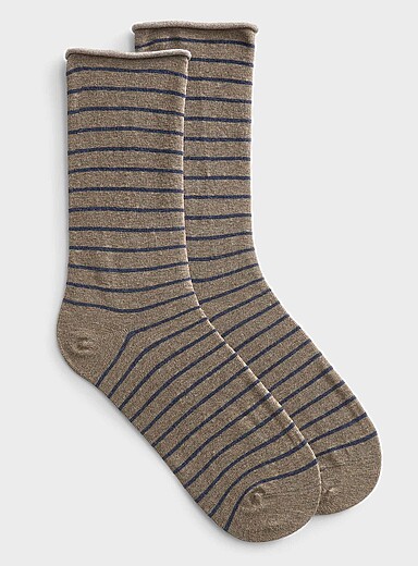 Striped rolled-hem socks