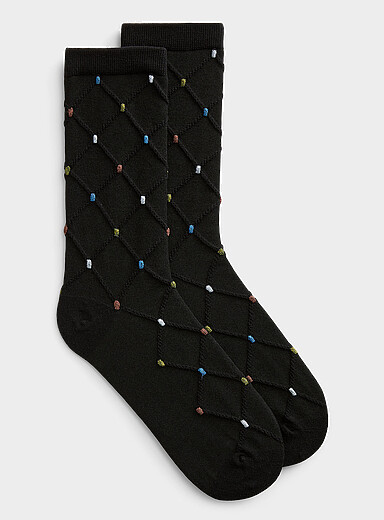 Embossed diamond and shiny dot socks