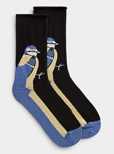 Rolled-hem animal socks