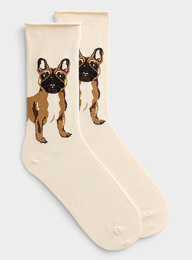 Rolled-hem animal socks