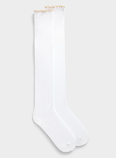 Contrast lettuce trim knee-highs