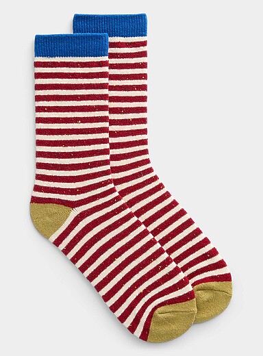 La chaussette touche de laine ray&eacute;e