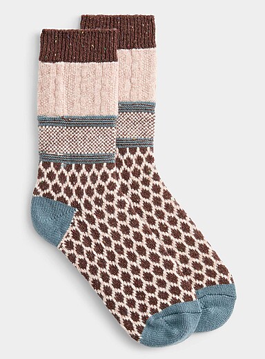 100% merino wool patterned block socks