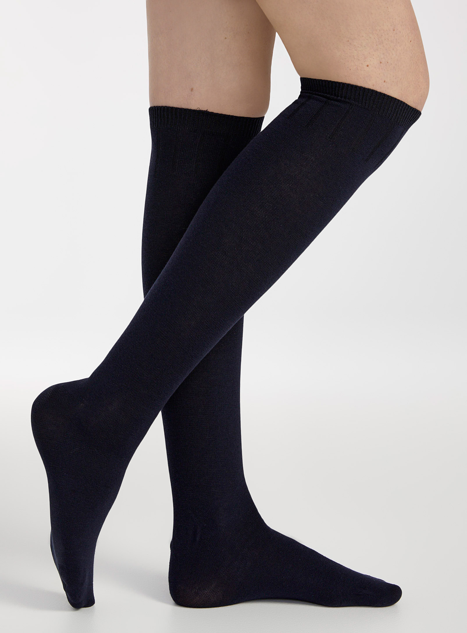 Simon's Solid Knee-highs In Marine Blue