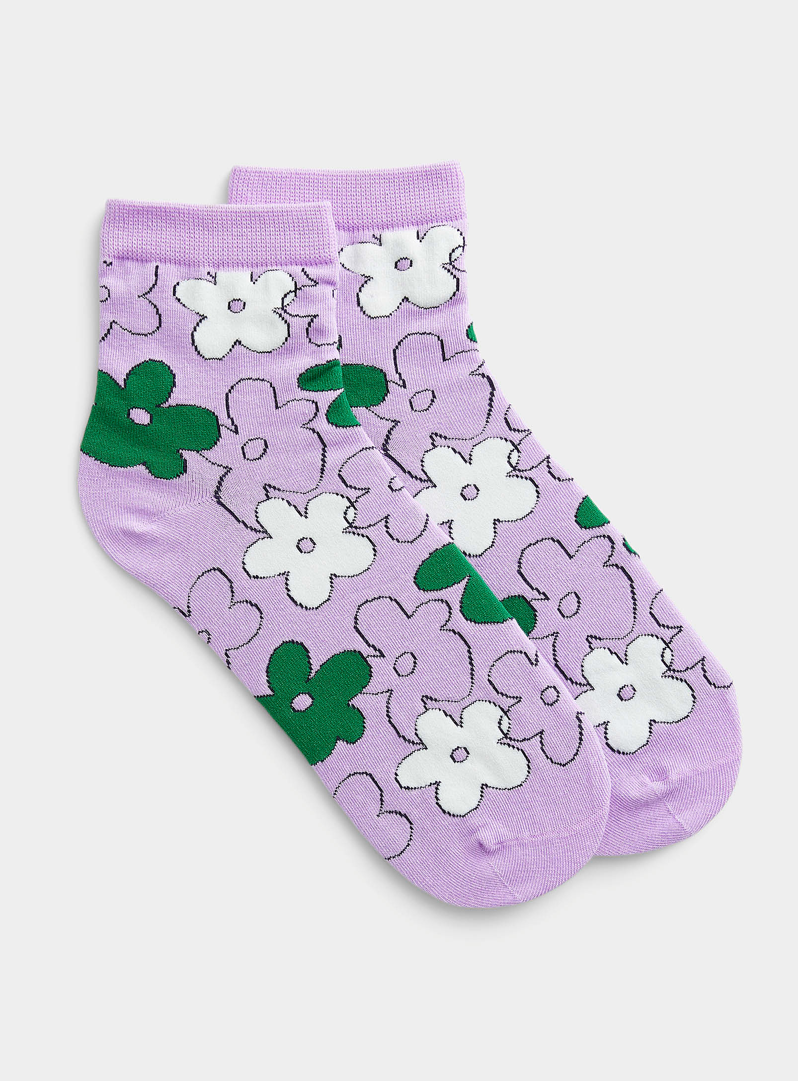 Simons - Women's Drawn flower socks