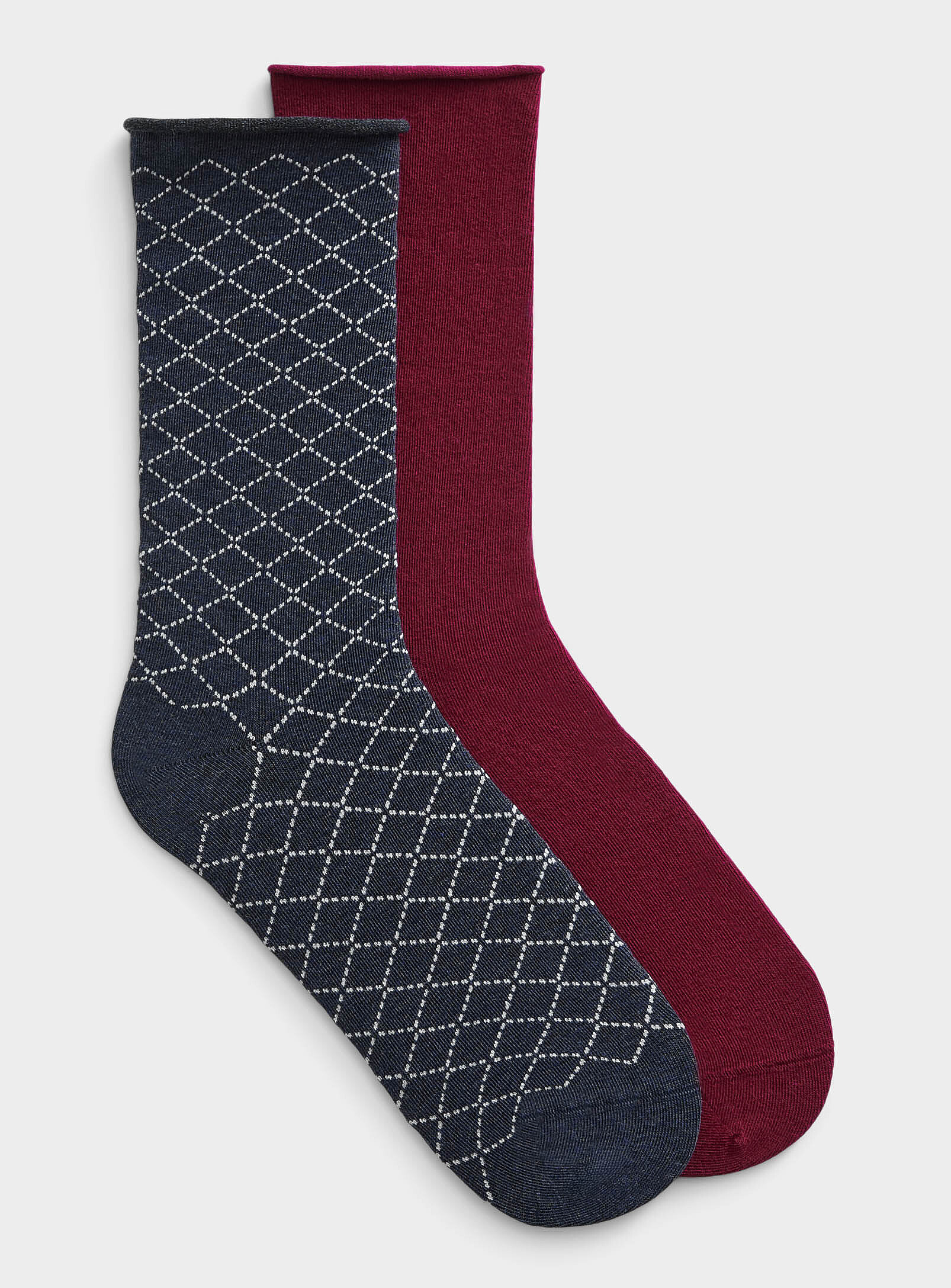 Simon's Solid/checks Socks 2-pack
