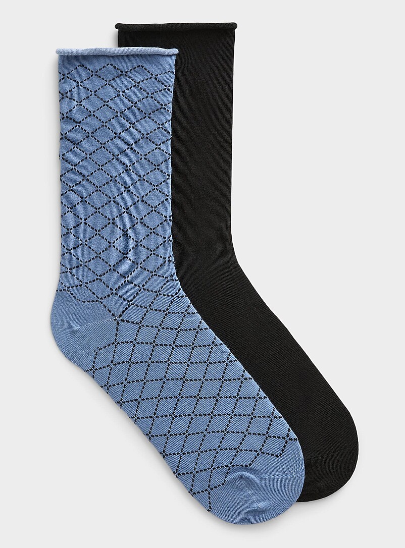 Solid/checks Socks 2-Pack