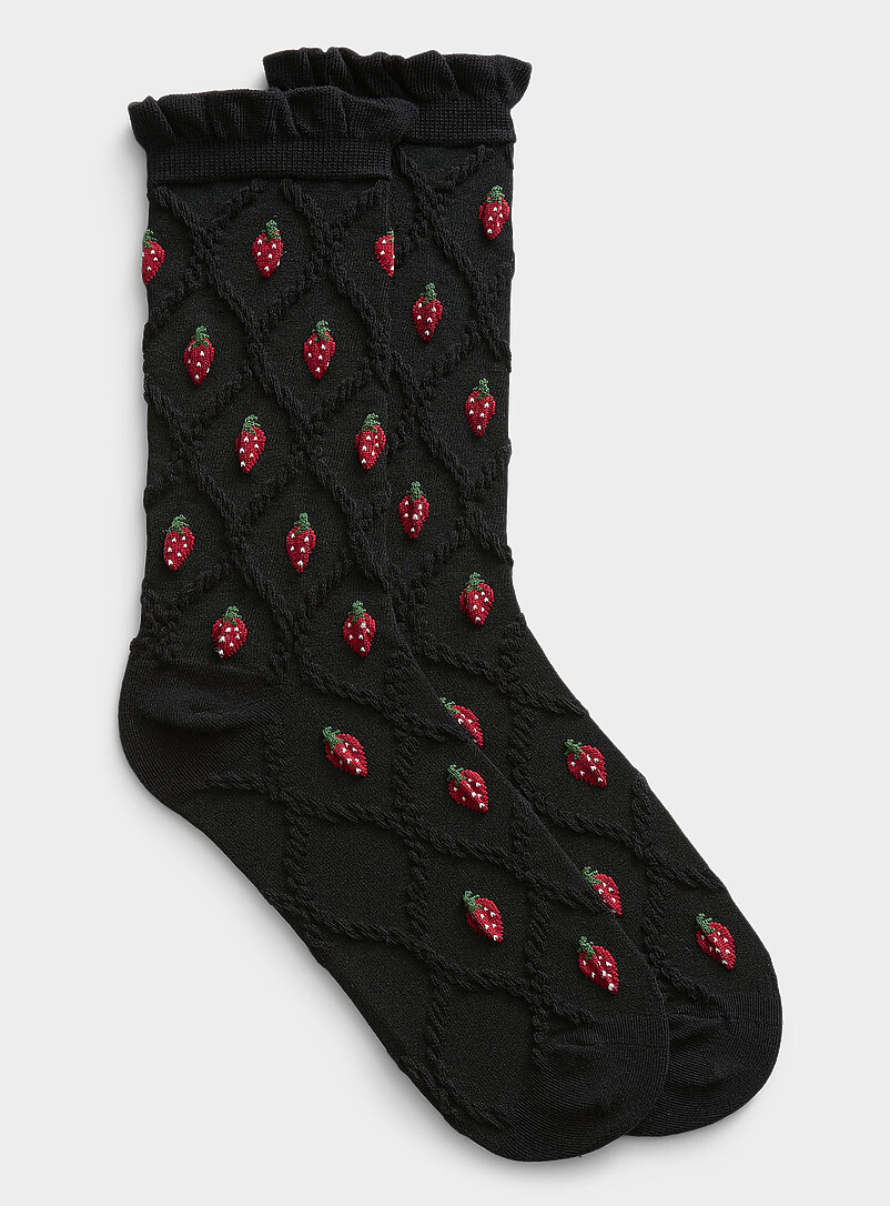 Strawberry And Textured Diamond Socks