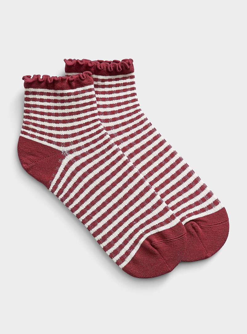 Wavy-trim gingham ankle socks product image (primary)