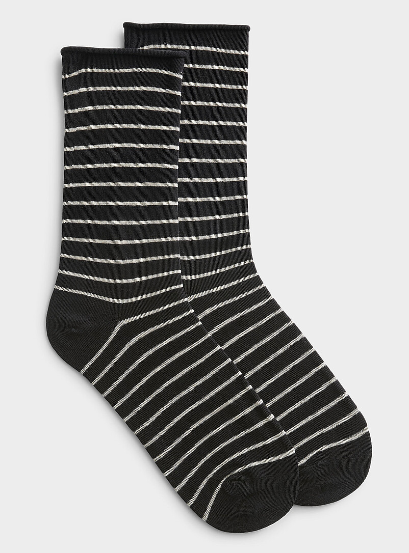 Striped Rolled-Hem Socks