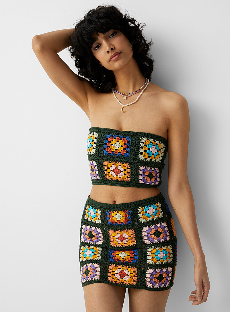 Twik Assorted Checkers crocheted tube top for women