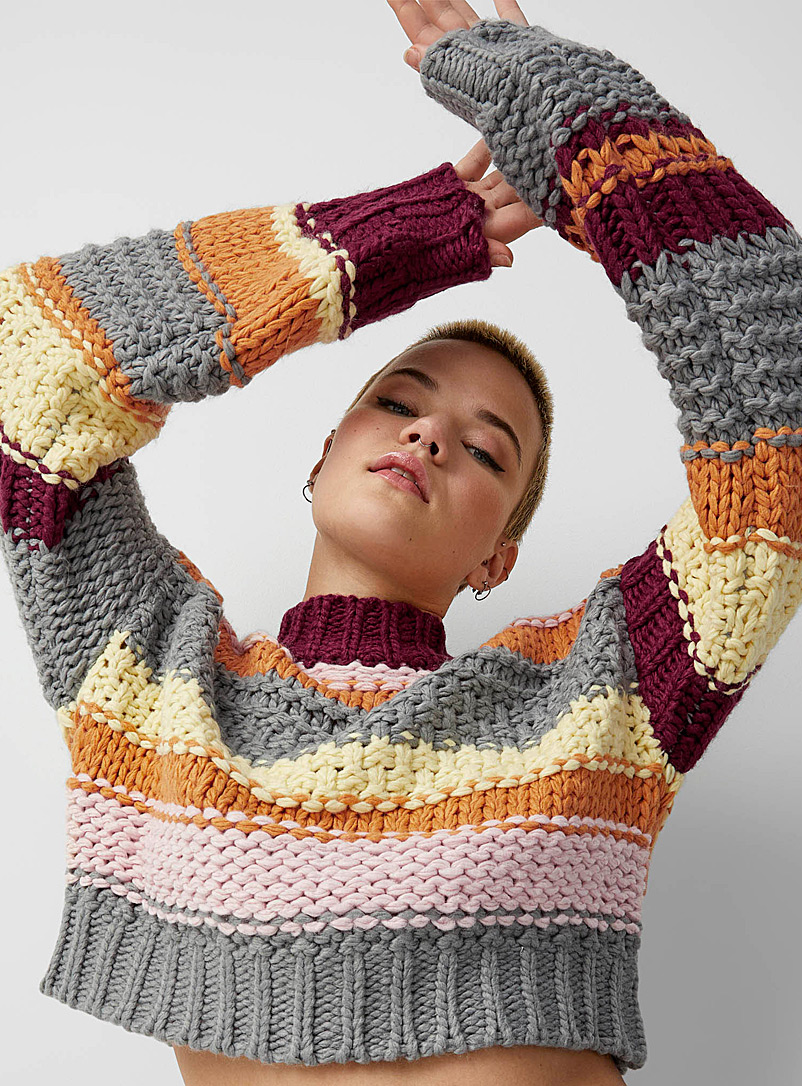 Twik Assorted Striped mega-knit sweater for women